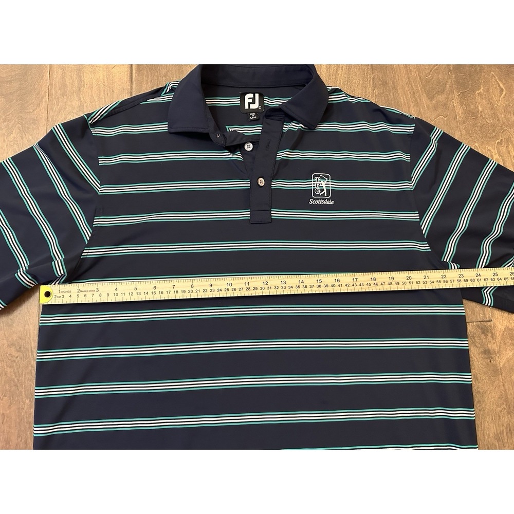 Footjoy Polo Large Blue Striped TPG Scottsdale Short Sleeve Golf Logo - Picture 6 of 11